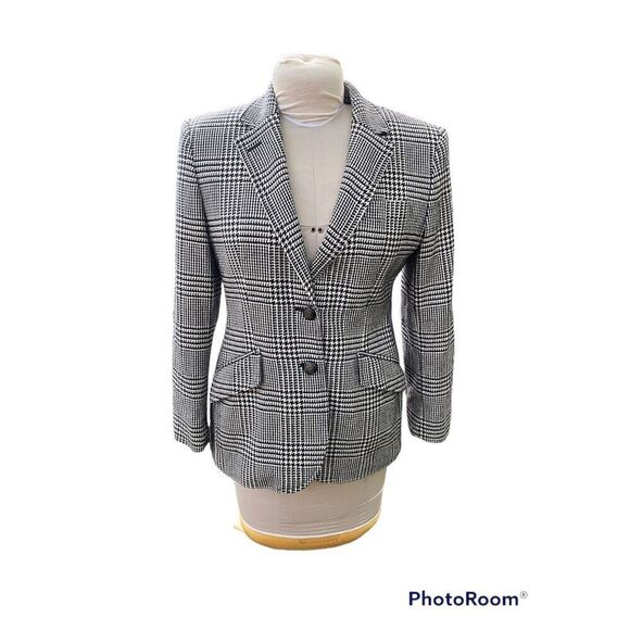 Lauren by Ralph Lauren Houndstooth 2-Button Blazer 8P Academic, School Girl - Picture 3 of 12